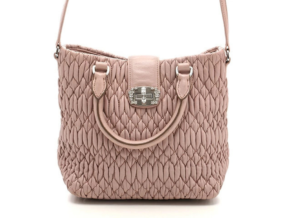 Miu Miu Matelasse Handbag Pink Rhinestones